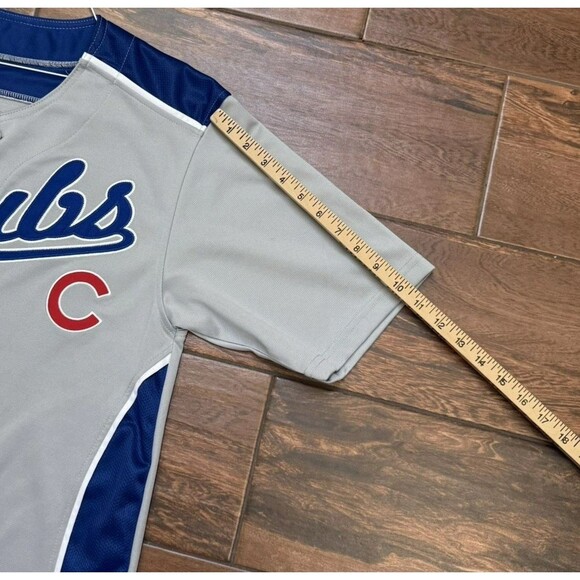 Chicago Cubs Mens Baseball Jersey MLB Gray Blue Sewn Logo Front Button Up Sz M - Picture 5 of 7